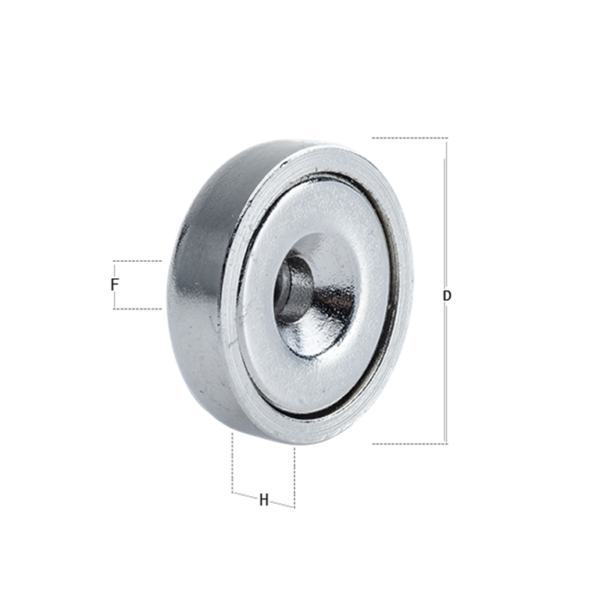 Magnete Permanente Neodimio Disco Foro Svasato Passante d.5,5 Forza  kg.22 mm.25x8h | Italfit Magneti